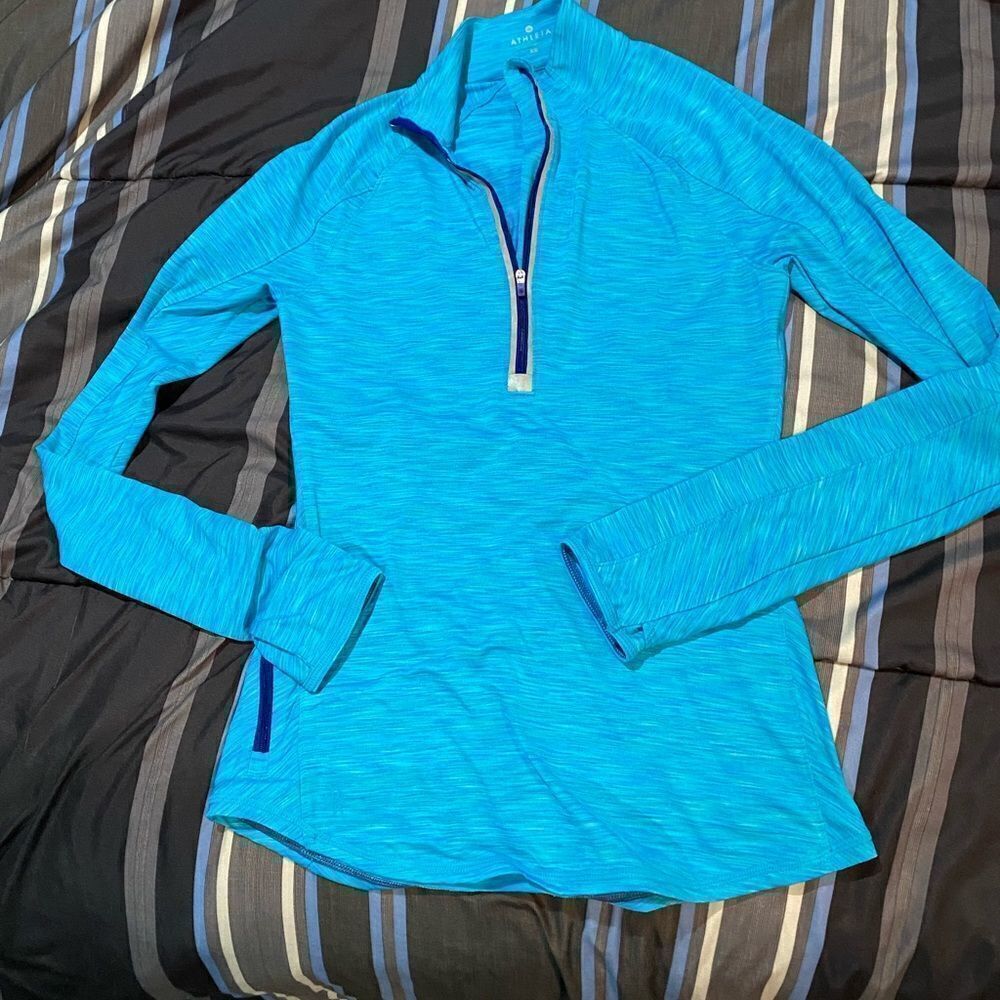 Athleta Blue Aqua Quarter Zip Pullover